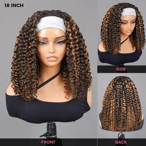 (NEW. UNOPENED) OhMyPretty Half Wig Water Wave Flip Over Wig Brown Highlights